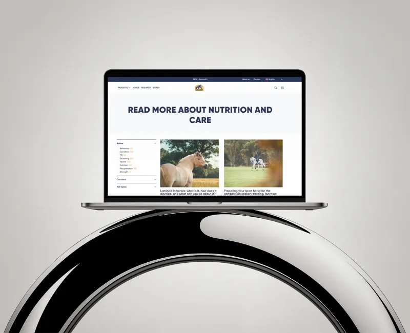Detail van de website voor Cavalor, afbeelding 1