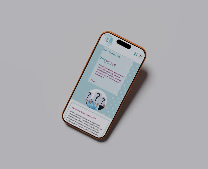 Detail van de website voor Kenniscentrum LVB, afbeelding 1